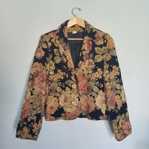 Vintage Painted Pony Floral Tapestry Jacket Size M